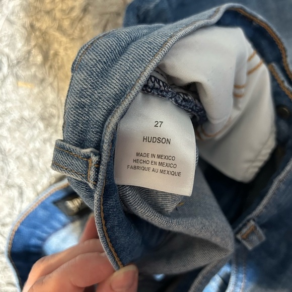 Hudson Jeans Straight Leg Raw Hem Ankle Cropped  Heavily Distressed Ripped Denim - Picture 9 of 9